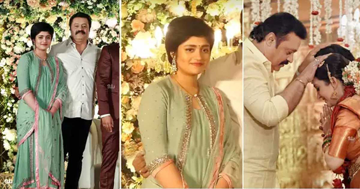 ഭാമയുടെ വിവാഹ റിസ്പ്ഷനില്‍ സുരേഷ് ഗോപിക്കും ഭാര്യ രാധികയ്ക്കുമൊപ്പം എത്തി താരമായി ഇളയമകള്‍ ഭാവ്‌നി സുരേഷ്; ചെറു പുഞ്ചിരിയോടെ വേറിട്ട ലുക്കില്‍ എത്തിയ താരപുത്രിയെ ഏറ്റെടുത്ത് സോഷ്യല്‍മീഡിയ