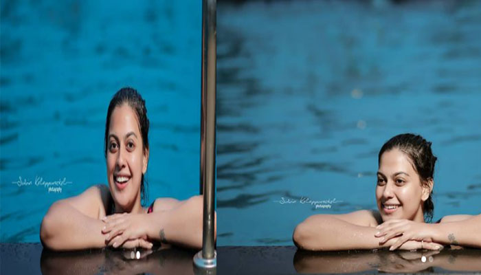 ഒരു അക്വവുമണിനെ പോലെ തോന്നു; ഇതാണ് തണുത്തുറഞ്ഞ പളളിനീരാട്ട്;  വൈറലായി അനുശ്രീയുടെ സ്വിമ്മിങ് പൂളിലെ ചിത്രങ്ങൾ
