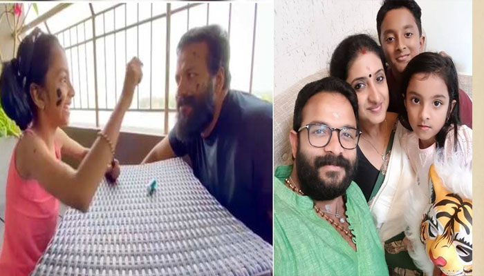  ''ഒരു മയത്തില്‍ തേക്കടീ നിന്‍റെ അച്ഛന്‍ അല്ലേ ഞാന്‍''; അച്ഛന്റെ മുഖത്ത് കരിവാരിത്തേച്ച് മകൾ  വേദ; ജയസൂര്യയുടെ വീഡിയോയ്ക്ക് കമന്റുമായി കുഞ്ചാക്കോ ബോബൻ 