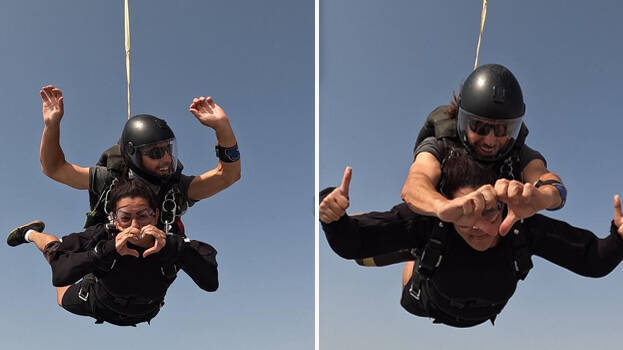 ദുബൈയിലെ ആകാശത്ത് പാറിപ്പറന്ന് നടി പാര്‍വ്വതി;  നടിയുടെ സ്‌കൈ ഡൈവിങ് വീഡിയോയും ചിത്രങ്ങളും ഏറ്റെടുത്ത് ആരാധകര്‍