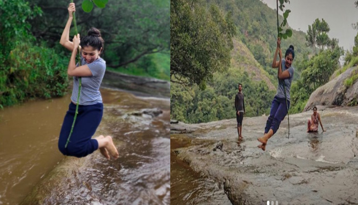 കാട്ടുവളളിയില്‍ തൂങ്ങിയാടി പ്രേമത്തിലെ മലര്‍ മിസ്; കാടും പുഴയും മതിമറന്ന് ആസ്വദിച്ച് താരം