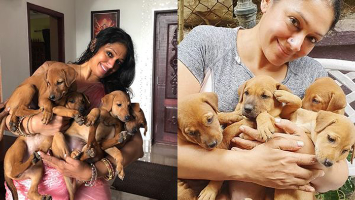 വിജയദശമി ദിനത്തില്‍ ആശംസയറിച്ച് ശോഭന പങ്ക് വച്ചത് മടിയില്‍ നാല് പട്ടിക്കുഞ്ഞുങ്ങളുമായി നില്ക്കുന്ന ചിത്രം;  ഇതെല്ലാം ചേച്ചി എഴുത്തിനിരുത്തിയ കുഞ്ഞുങ്ങളാണോ എന്ന് ട്രോളി സോഷ്യല്‍മീഡിയയും