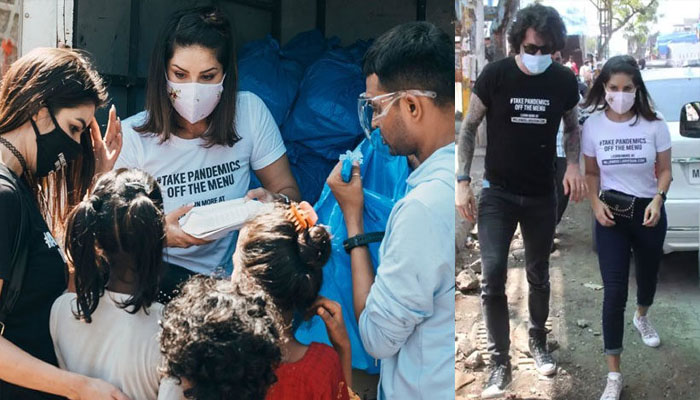 കരുണയും പിന്തുണയും പരസ്പരം നല്‍കിയാല്‍ ഈ ഘട്ടത്തെ നമുക്ക് തരണം ചെയ്യാനാവും; ആവശ്യക്കാര്‍ക്ക് ഭക്ഷണപൊതികള്‍ നൽകി  സണ്ണി ലിയോണും ഭര്‍ത്താവും; വീഡിയോ വൈറൽ