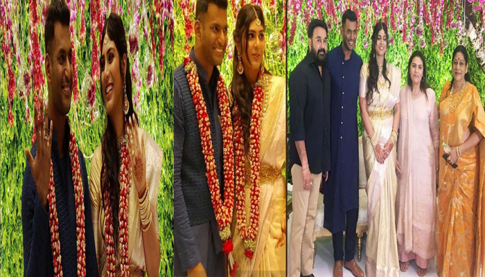 തമിഴ് നടന്‍ വിശാലിന്റെയും അനീഷയുടെയും വിവാഹനിശ്ചയം കഴിഞ്ഞു; ഹൈദരാബാദില്‍ വച്ചു നടന്ന ചടങ്ങില്‍ മോഹന്‍ലാലും ഭാര്യ സുചിത്രയും ആശംസ അര്‍പ്പിക്കാനെത്തി